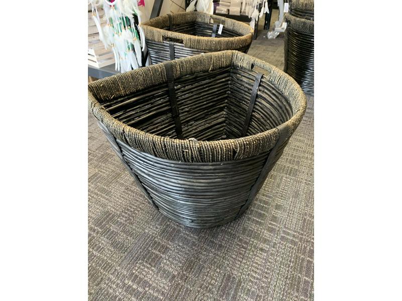 product image for Willow 1/2 Round Log Basket with Slot Handle Black