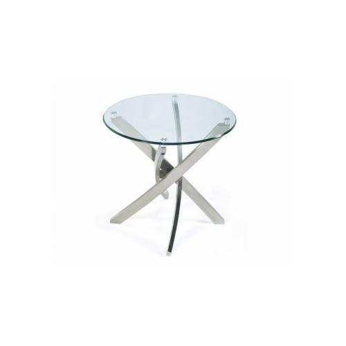 image of Zila End Table Brushed Nickel & Glass