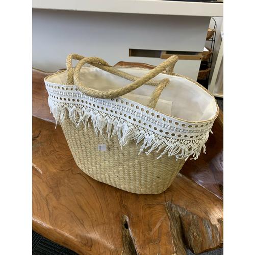 image of Flax Lined  Bag with Tassel Embellishment