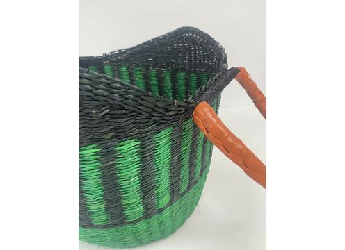 gallery image of Green and Black Seagrass Basket - Large