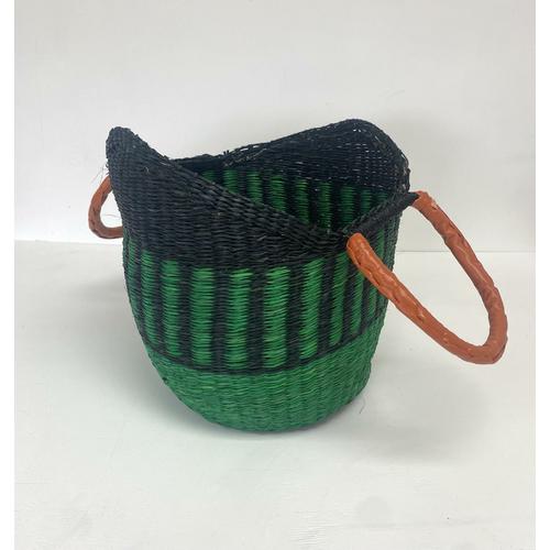 image of Green and Black Seagrass Basket - Large