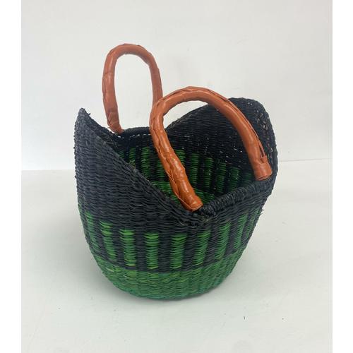 image of Green and Black Seagrass Basket - Small