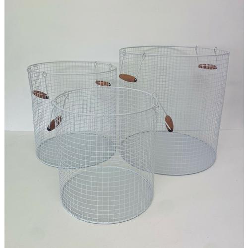 image of White Wire Baskets - Set of 3
